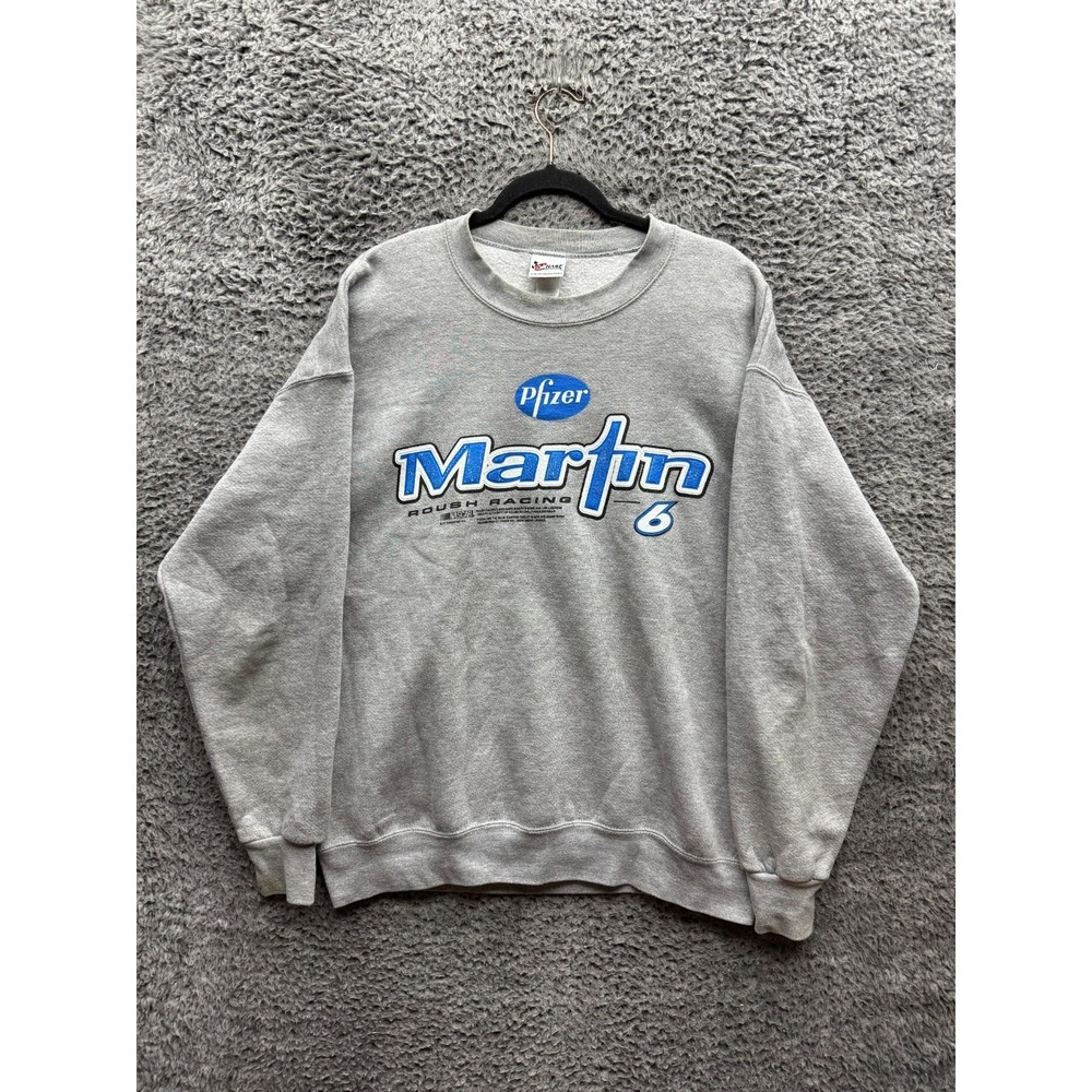 Vintage Chase Authentics Nascar Mark Martin #6 Fleece Sweatshirt Gray Men Size L